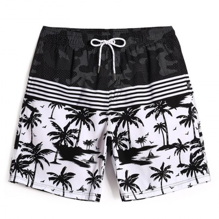 Short de Praia Masculino Listrado Estampa Havaiana Moda Verão