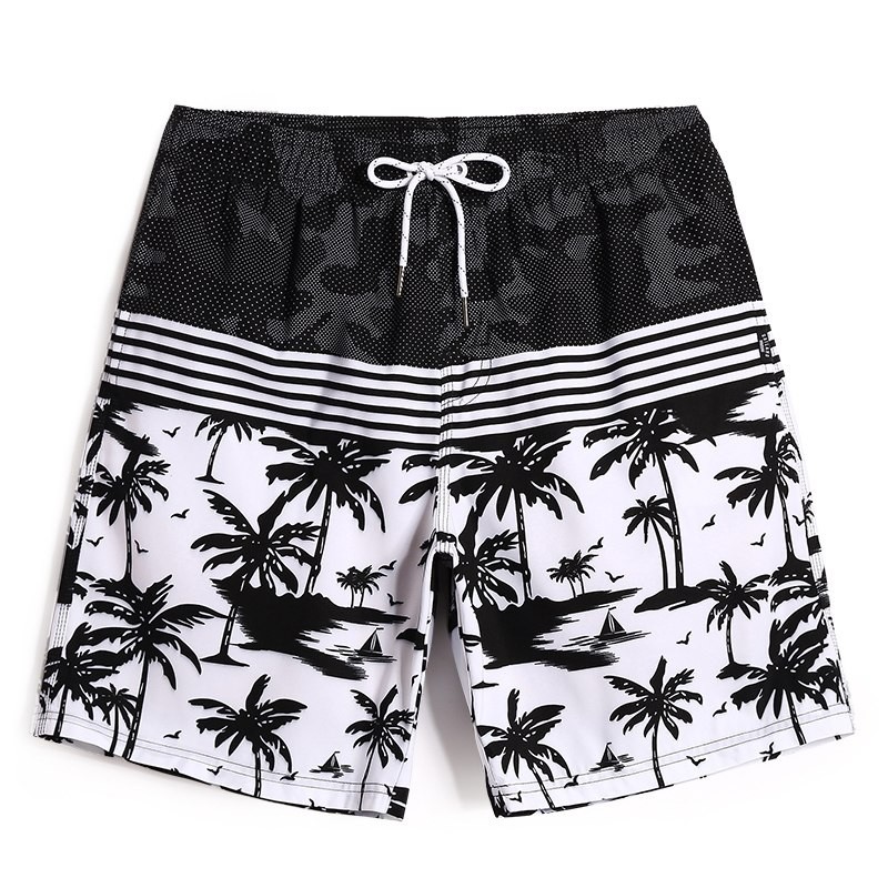 Men's Beach Short Striped Hawaiian Print Fashion Summer