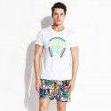 Short Xadrez Desenho em Quadrinhos Casual Estampado Estilo Jovem