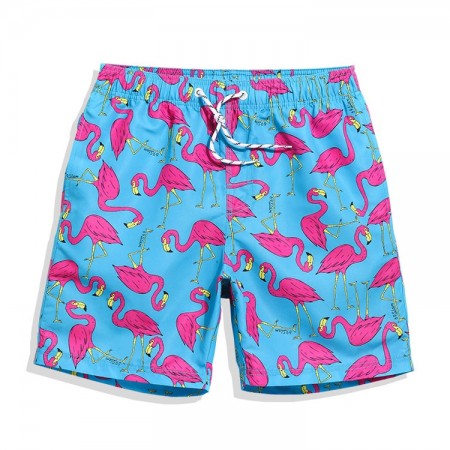 Short Para Piscina Estampa Flamingo Masculino Casual Garça Rosa