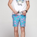 Short Para Piscina Estampa Flamingo Masculino Casual Garça Rosa