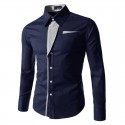 Shirt Casual Elegant Formal Men's Long Sleeve Slim Fit Clean