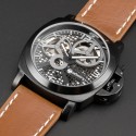 Men's Watch Military Black Casual Leather Automatic Mechanical