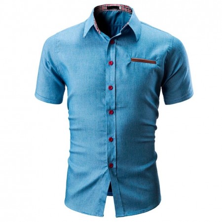 Men's Casual Short Sleeve Fashion Shirt New Fashion Ladies Button Jeans