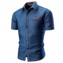 Men's Casual Short Sleeve Fashion Shirt New Fashion Ladies Button Jeans