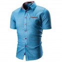 Men's Casual Short Sleeve Fashion Shirt New Fashion Ladies Button Jeans