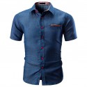 Men's Casual Short Sleeve Fashion Shirt New Fashion Ladies Button Jeans