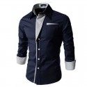 Shirt Casual Elegant Formal Men's Long Sleeve Slim Fit Clean