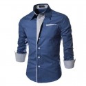 Camisa Casual Elegante Masculina Formal Manga Longa Slim Fit Limpa