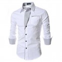 Camisa Casual Elegante Masculina Formal Manga Longa Slim Fit Limpa