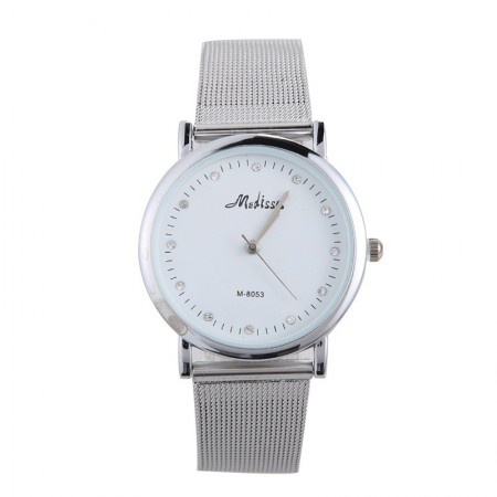 Relógio Feminino Moderno Prata Branco Elegante em Quartzo Sofisticado