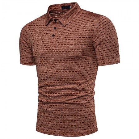 Camisa Masculina Polo Casual Texturizada Sem Estampa Manga Curta