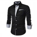 Shirt Casual Elegant Formal Men's Long Sleeve Slim Fit Clean