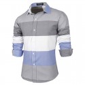 Casual Shirt Patchwork Style Striped Men's Long Sleeve