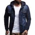 Jaqueta Jeans Masculino Estilo Moletom moda Inverno com Capuz