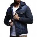 Jaqueta Jeans Masculino Estilo Moletom moda Inverno com Capuz