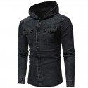 Jaqueta Jeans Masculino Estilo Moletom moda Inverno com Capuz