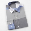 Camisa Casual Estilo Retalhos Listrada Masculina Manga Longa