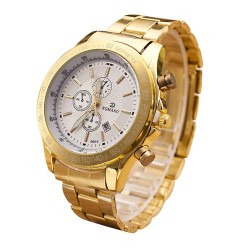 Relógio Luxo Dourado Masculino Elegante Empresarial Grande
