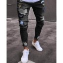 Calça SWAG Rasgada Masculina Etiquetas e Tag Custuradas Casual