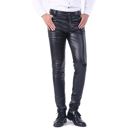 Calça Elástico Liso Masculino Novo Modelo Casual Couro Liso Brilhante