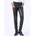 New Fashion Mens Slim Leather Trendy Leather Pants