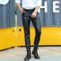 New Fashion Mens Slim Leather Trendy Leather Pants
