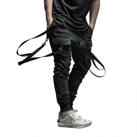 Cropped Men's Casual Pants Modern Style Elastic Handbags