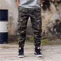 Men's Cropped Pants Military Print Elastic Camouflage