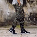 Men's Cropped Pants Military Print Elastic Camouflage