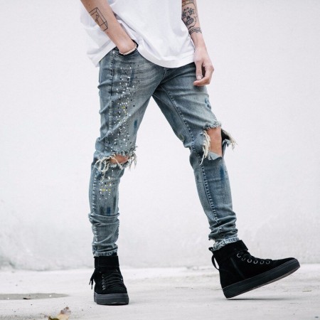 Calça SWAG Masculina Jeans Nova Moda Casual Estilo Rock and Roll.