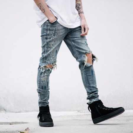 SWAG Men's Casual Jeans New Casual Fashion Rock and Roll Style.