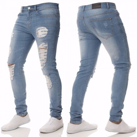 Calça Jeans Skinny Rasgada Masculina Jeans Básica Moda Swag