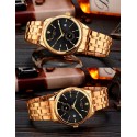 Watch Luxury Men's Elegant Gold Golden Black Quartz