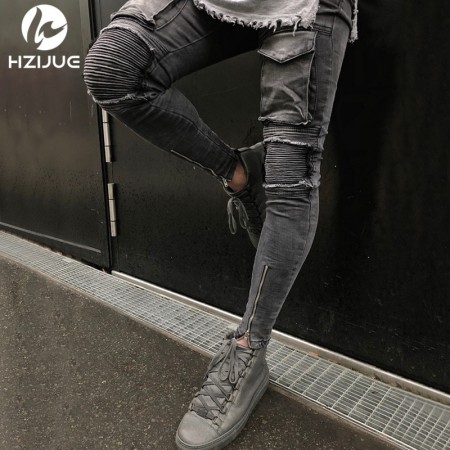 Calça Modelo Rock Masculina Rasgada Com Bolso Estilo Jeans Swag