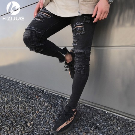 Calça Modelo Rock Masculina Rasgada Com Bolso Estilo Jeans Swag