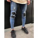 Calça Masculina Jeans Estilo Swag Nova Coleção Rasgada Ziper nas Perna