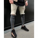 Calça Masculina Jeans Estilo Swag Nova Coleção Rasgada Ziper nas Perna