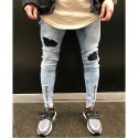 Calça Masculina Jeans Estilo Swag Nova Coleção Rasgada Ziper nas Perna