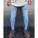 Calça Masculina Jeans Estilo Swag Nova Coleção Rasgada Ziper nas Perna