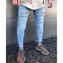 Calça Masculina Jeans Estilo Swag Nova Coleção Rasgada Ziper nas Perna