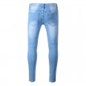 Calça Masculina Jeans Estilo Swag Nova Coleção Rasgada Ziper nas Perna