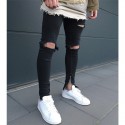 Calça Masculina Jeans Estilo Swag Nova Coleção Rasgada Ziper nas Perna