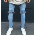 Calça Masculina Jeans Estilo Swag Nova Coleção Rasgada Ziper nas Perna