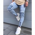 Calça Masculina Jeans Estilo Swag Nova Coleção Rasgada Ziper nas Perna