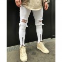 Calça Masculina Jeans Estilo Swag Nova Coleção Rasgada Ziper nas Perna