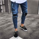 Calça Masculina Jeans Estilo Swag Nova Coleção Rasgada Ziper nas Perna