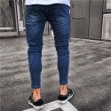 Calça Masculina Jeans Estilo Swag Nova Coleção Rasgada Ziper nas Perna