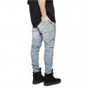 Calça Masculina Jeans Estilo Swag Nova Coleção Rasgada Ziper nas Perna