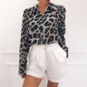 Women's Blouse Long Sleeve Printed Leopard Ounce Painted